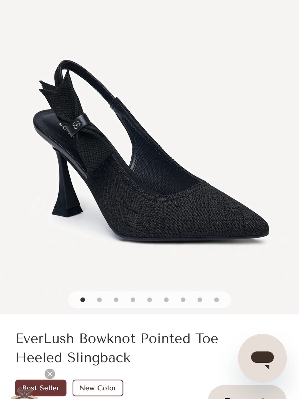 Bowknot Pointed Toe Heeled Slingback - Black